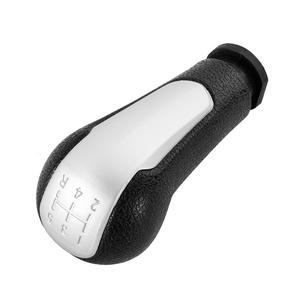 Pomo de palanca de cambios para coche Chevrolet, plateado, de cuero negro, ergonómico, para Spark con transmisión manual - Product Image 1