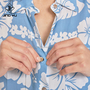 Custom All Over Print Button up Rayon Blouse <strong>Shirt</strong> Button <strong>Women</strong> <strong>Hawaiian</strong> <strong>Shirts</strong> - Product Image 4