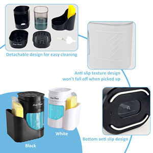 Distributeur de savon de cuisine en plastique rectangulaire avec porte-éponge - Compatible avec le liquide <span class=keywords><strong>vaisselle</strong></span> - Product Image 3