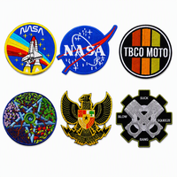 Patch brodé rond thermocollant NASA Moto Moteur Spatial Badge Tactique Applique Vêtement Logo Personnalisé Broderie