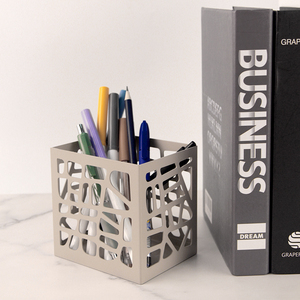 Geometric Metal Pen Holder Modern Iron Desktop Stationery Organizer Multi-functional Pencil Cup for Office School <b>Desk</b> - Product Image 4