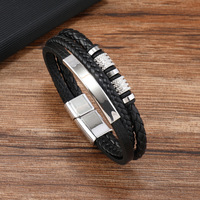 Nouveau Bracelet Créatif en Corde de Cuir Tressée Personnalisé, en Acier Inoxydable avec Fermoir Magnétique, Accessoire de Mode