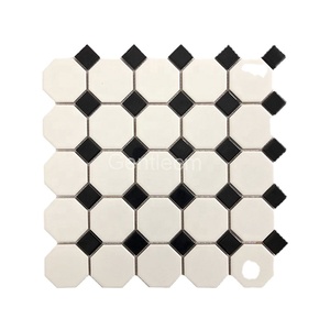Mosaïque en céramique de haute qualité pour décoration murale intérieure simple, forme octogonale <span class=keywords><strong>et</strong></span> carrée, mélange de <span class=keywords><strong>blanc</strong></span> <span class=keywords><strong>et</strong></span> de <span class=keywords><strong>noir</strong></span>, 6 mm - Product Image 1