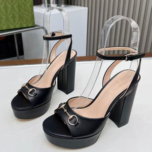 Big Size 45 Chunky High Heels Metal Ornament Shoes Open Square Toe Sandals Women Dress Summer Wide Fit <b>Pumps</b> - Product Image 2