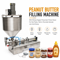 Machine de remplissage de beurre de cacahuètes avec trémie mélangeuse et doseur à piston pneumatique pour pâtes de noix, tahini, pâte à tartiner au chocolat, confiture et miel