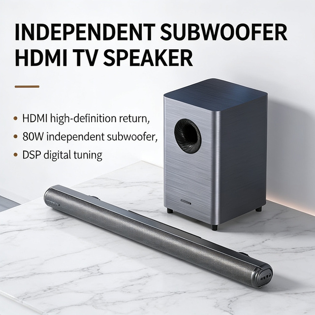 160W 2.1 Channel Wireless Home Theater Soundbar with USB/Aux Inputs 8" Subwoofer for ARC 3D Surround Sound System for TV HD-020