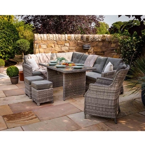 Tuinmeubelen Lounge set <span class=keywords><strong>Gardini</strong></span> Moderne Gartenmöbel Brandschutz Standard 8-Sitzer Garten ecke Grau Rattan Sofa Parks - Product Image 1