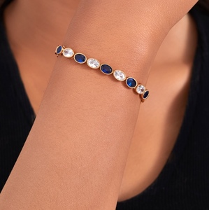 Romántica pulsera de tenis para mujer chapada en oro de 14 quilates, elegante cadena de cobre de Zirconia ovalada, Pulseras de Moda, brazaletes, joyería - Product Image 3