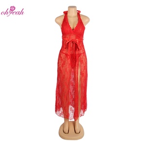 ホットセール 長袖 高級 レッド 透明メッシュ レディース セクシーランジェリー ローブ 大きいサイズ 情熱的なランジェリー 卸売 スリップウェア シュミーズ - Product Image 6