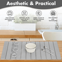 Extra Large 28 "X 16" Grand plateau à vaisselle absorbant l'eau Tampon de séchage pliable Tapis de table de séchage en terre de diatomées