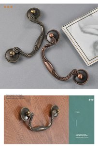 Süslü <span class=keywords><strong>Vintage</strong></span> Çekmece Kolu, Konsol ve Masa İçin Dekoratif Sarkıt Kulplu - Product Image 5