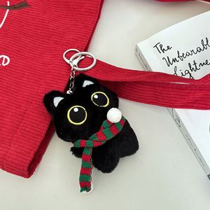 Wholesale Cute <b>Plush</b> Black <b>Cat</b> Keychain with Big Eyes Doll Pendant Bag Charm for Custom Gift Bulk Orders - Product Image 6