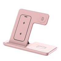 Chargeur sans fil pliable 3-en-1 15W sans lumière, compatible avec les coques de 4 mm, support portrait/landscape pour téléphone, montre et écouteurs – Idéal pour les voyages