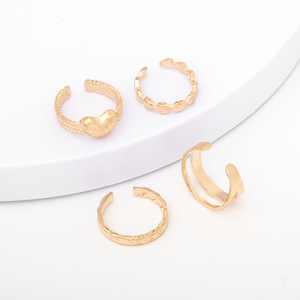 Heart Shape <b>Gold</b> Plated Alloy <b>Rings</b> <b>Set</b> for Women Daily Wear Cute Fashion Jewelry Gift Inlay-Free No Setting - Product Image 3