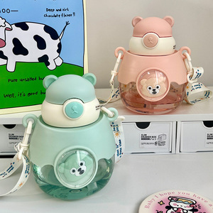 <b>Cute</b> Childrens Water Bottle With <b>Bear</b> Design Bpa Free Portable For School Use - Product Image 3
