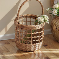 Panier à légumes et fruits tressé en saule creux, panier de pique-nique en rotin pour le printemps, panier à fleurs de Noël entièrement fait main