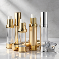 Flacon pompe airless cosmétique de luxe en ABS 15ml 20ml 30ml avec capuchon or/argent pour sérum, lotion, emballage de soins de la peau