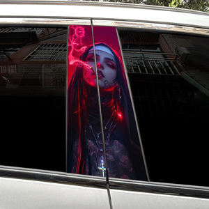 2pcs Unique Car Side Window <strong>Sticker</strong> Edgy Nun Graphic Design Vehicle B-Pillar Body Accessories <strong>Vinyl</strong> Wrap Decal <strong>Stickers</strong> <strong>for</strong> Cars - Product Image 3