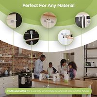 Verrous de sécurité pour enfants Gaixie (lot de 12) - Loquets adhésifs multi-usages pour meubles, cuisine, sièges de toilettes
