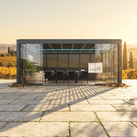 Pergola motorisée en aluminium 3x3m, toit rétractable électrique automatique, gazebo en aluminium résistant au vent pour jardin, patio, villa