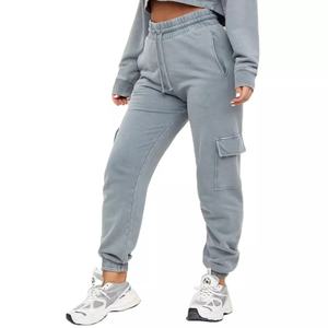 Pantalons de survêtement en coton écologique à lavage coloré personnalisable pour femmes, respirants, taille mi-haute, décontractés, pour la salle de sport, vente en gros - Product Image 4
