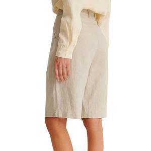 Pantaloncini Bermuda in <span class=keywords><strong>Lino</strong></span> Personalizzati da <span class=keywords><strong>Donna</strong></span> a Vita Alta Casual Estivi - Product Image 4