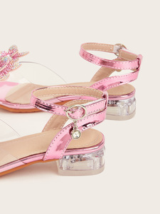 Nouvelle Collection Été – Sandales à Talon Carré Fleurie pour Filles, avec Bride Transparente, Semelle Extérieure Haute en Caoutchouc et Strass, Modèle Bouche de Poisson - Product Image 6