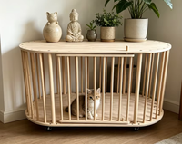 Cage pour chien en bois moderne, style meuble, table d'appoint, niche intérieure pour chat, avec roulettes, pour petits chiens, chiots et chats