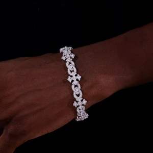 Bracelet cubain unisexe BRILLIANT DIAMANT 14 mm avec fermoir boîte, bijoux de mariage tendance, 34g, style hip-hop luxueux - Product Image 4