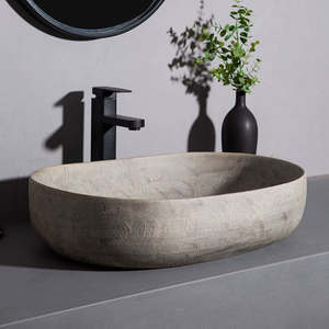 Lavabo ovale créatif de style Wabi-Sabi, pour comptoir domestique, cour extérieure, modèle combiné à <span class=keywords><strong>bassin</strong></span> unique TSP-99 - Product Image 3
