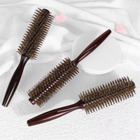 Brosse à cheveux ronde en bois écologique avec nylon doux et poils de sanglier pour femmes hommes rouleau de séchage par soufflage peigne circulaire pour boucler les boucles