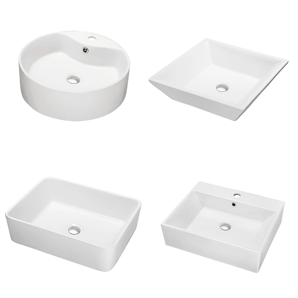 Oem Pequeño Lavabo de Arte Blanco de Cerámica Rectangular Baño Encimera Recipiente Lavabo