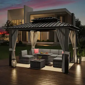 Mới đến đôi hardtop nhôm gazebo ngoài trời không thấm nước kim loại mái vườn nhôm ngoài trời gazebo