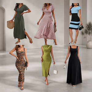 Venta Caliente en Instagram, Lote Mixto de Vestidos de Verano para Mujer, Surtido de Colores y Tallas, Vestido Midi Sexy con Cuello en V para Fiesta, Directo de Fábrica - Product Image 1