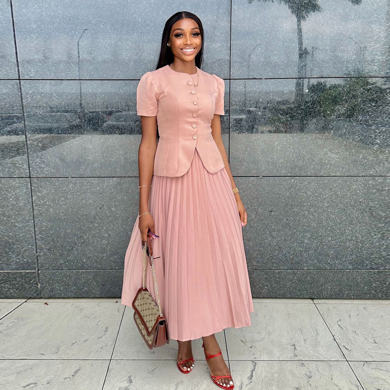 casual dress blouse and skirt Editum Pink Black Knotted Collar Shirt Dress Women's Cocktail Short Pink Mini Skirt Elegant Regular Fit Tie Neck High Waist Bodycon Knitted,S