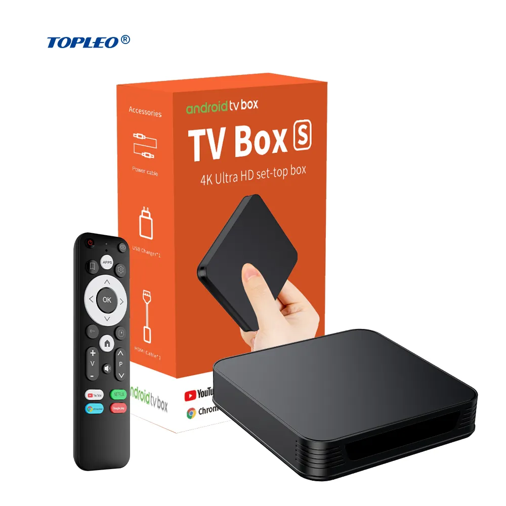 Topleo tv box moins cher marché 4K décodeur plat gratuit android streaming tv box smart 4k