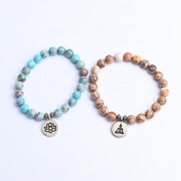 Guérison jaspe Perles Couple distance bracelet Son Hers longue Distance Relation Bracelet amour toucher cadeaux femmes hommes Yoga