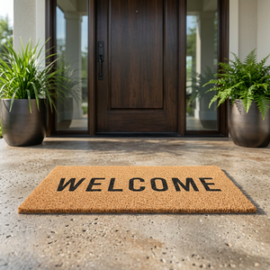 Tapis de bienvenue en fibre de coco BINCO, épaisseur moyenne, couleur unie, rectangulaire, avec support antidérapant en caoutchouc, pour usage extérieur - Product Image 1