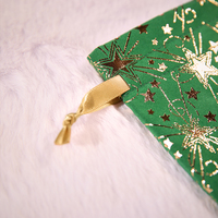 Sacs cadeaux en velours avec cordon de serrage en feuille d'or de qualité supérieure pour Noël, pochettes réutilisables pour cadeaux de fête, bijoux et présents