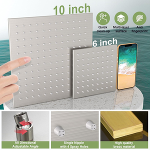 Keran mandi hujan ganda, Pancuran Air hujan ganda Set 10 + 6 fungsi pasang di langit-langit genggam Volume nikel dapat disesuaikan semua fungsi mandi - Product Image 2