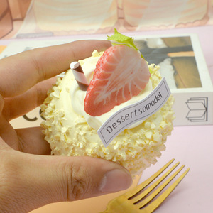 Cute <b>Miniature</b> Strawberry Cake Simulation Food Model Birthday Decoration Dessert Mini Dessert Food Play Refrigerator Sticker PU - Product Image 3