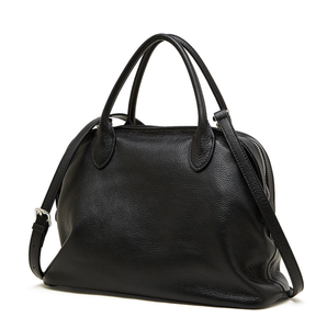 Sac bowling en cuir véritable marron, sac fourre-tout à bandoulière grainé, fermeture éclair, grande capacité pour les voyages et l'usage quotidien - Product Image 2