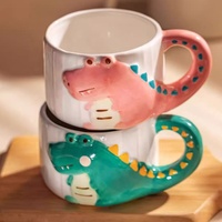 Tasse à eau, lait ou petit-déjeuner pour enfants en céramique mignonne, motif de petit crocodile en relief, sans danger pour les aliments, pour la maison