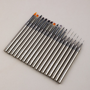 Ensemble de 18 pinceaux de luxe pour nail art avec manche métallique, poils en nylon anti-chute pour extension de gel UV - Product Image 2