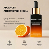 Sérum à la vitamine C en marque privée, sérum antioxydant pour l'éclat de la peau, flacon en verre de 30 ml, éclaircissement cellulaire de la peau, antioxydant intensif