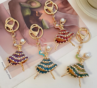 En gros Porte-clés Ballerine en Strass et Cristal, Breloque de Sac en Métal, Pendentif Perle, pour Filles et Danseuses de Ballet