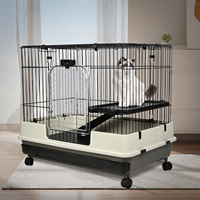 Cage à animaux multi-niveaux en métal sur roulettes pour lapin, cochon d'Inde, chinchilla, furet, écureuil, chaton