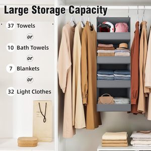 4-<b>Shelf</b> Hanging Organizer 33x15x85cm Foldable Fabric Closet Storage For Bedroom Clothing - Product Image 5