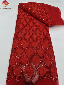 Nouveau <span class=keywords><strong>Tissu</strong></span> en Dentelle Africaine de Luxe 2025, Broderie Florale <span class=keywords><strong>3D</strong></span> Française de Haute Qualité, Dentelle Nigériane Perlée à Paillettes pour Robes de Mariée - Product Image 4