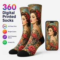 Chaussettes de sport imprimées numériquement à 360°, portrait personnalisé, impression numérique intégrale, polyester doux, OEM